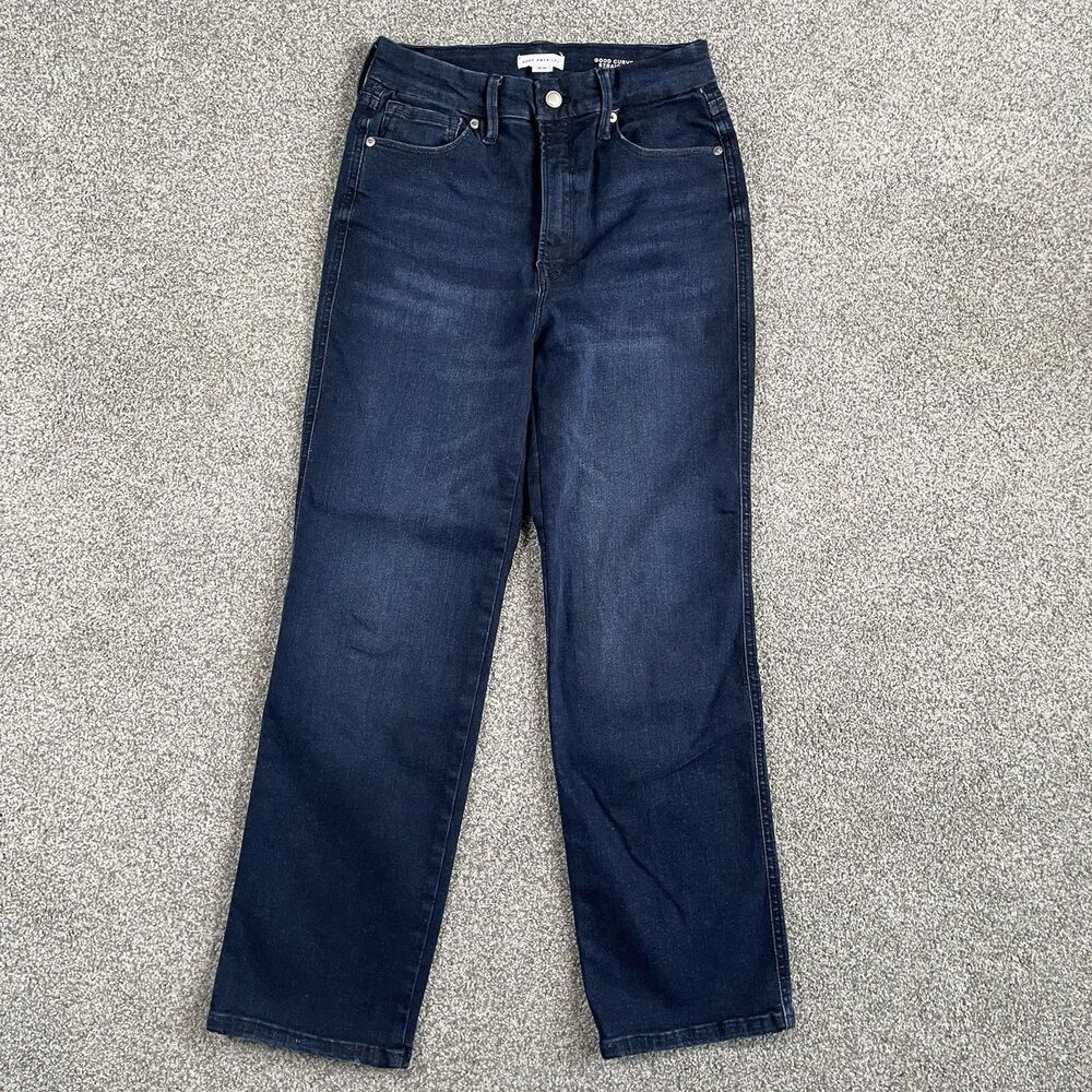 Good American Women Straight Leg Jeans in Dark Blue Wash